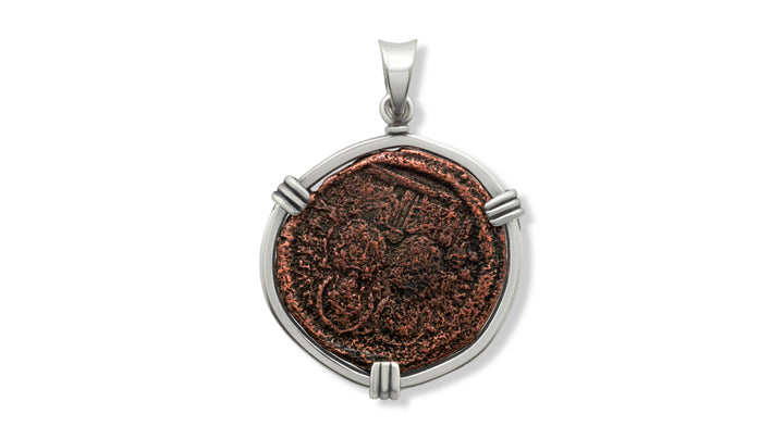 Silver Pendant, Byzantine M-40 Nummia Bronze Coin, 8002