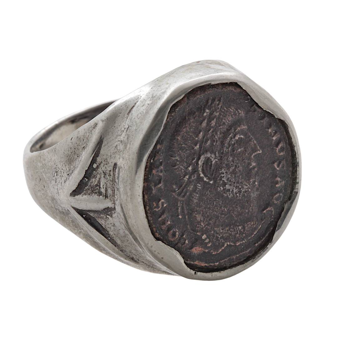 Constantine I (The Great), Silver Ring, Roman Bronze Coin, 8005