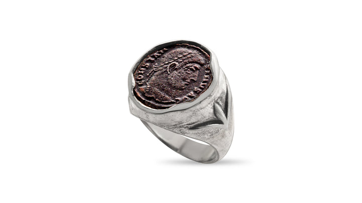 Constantine I (The Great), Silver Ring, Roman Bronze Coin, 8005
