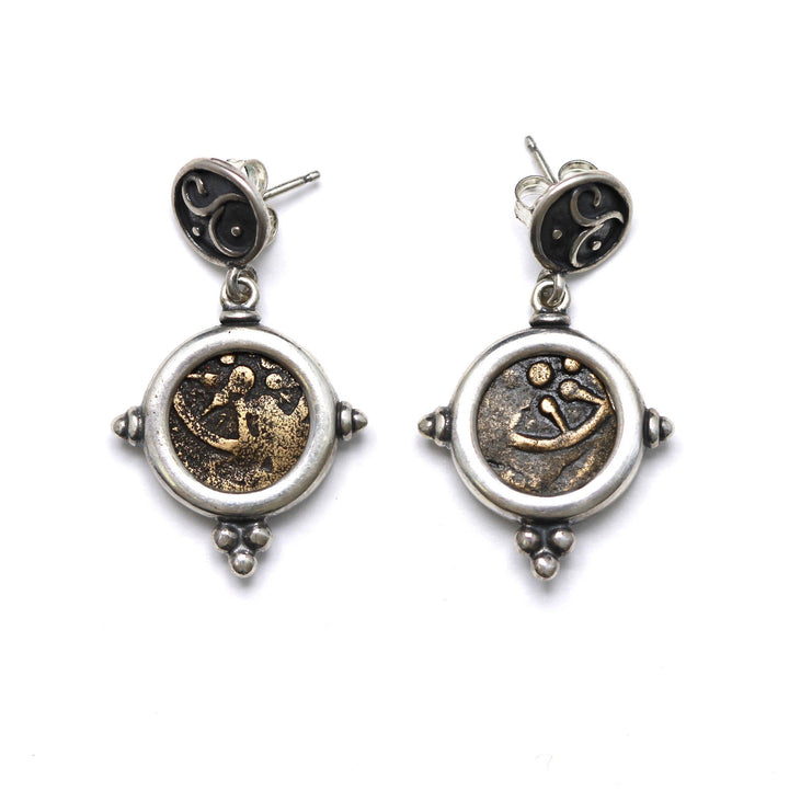 Silver Earrings, Widows Mite Coins, 6821