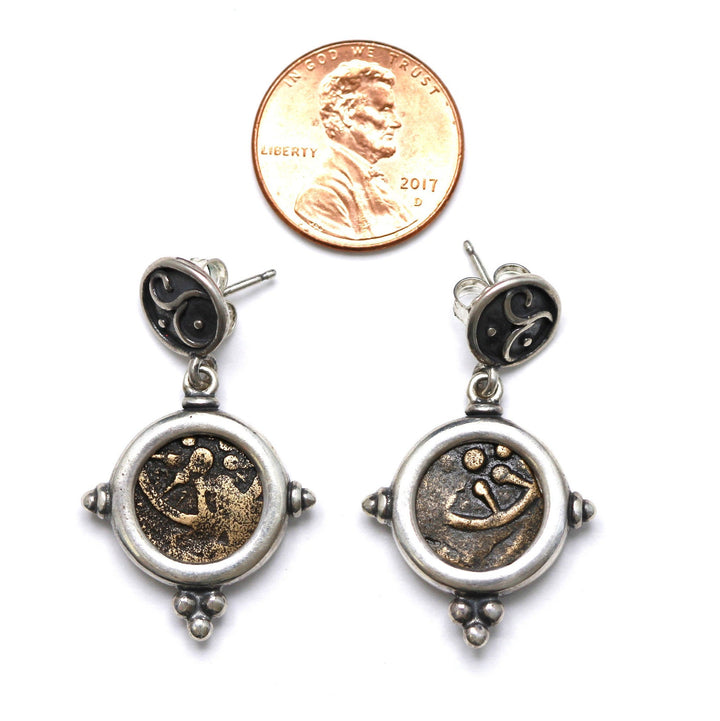 Silver Earrings, Widows Mite Coins, 6821