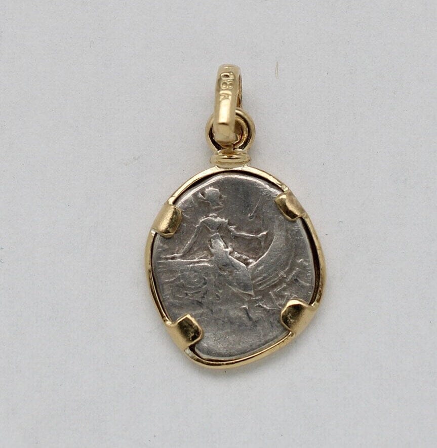 18K Gold Pendant, Histiaia, Anciet Greek Coin, ID14688