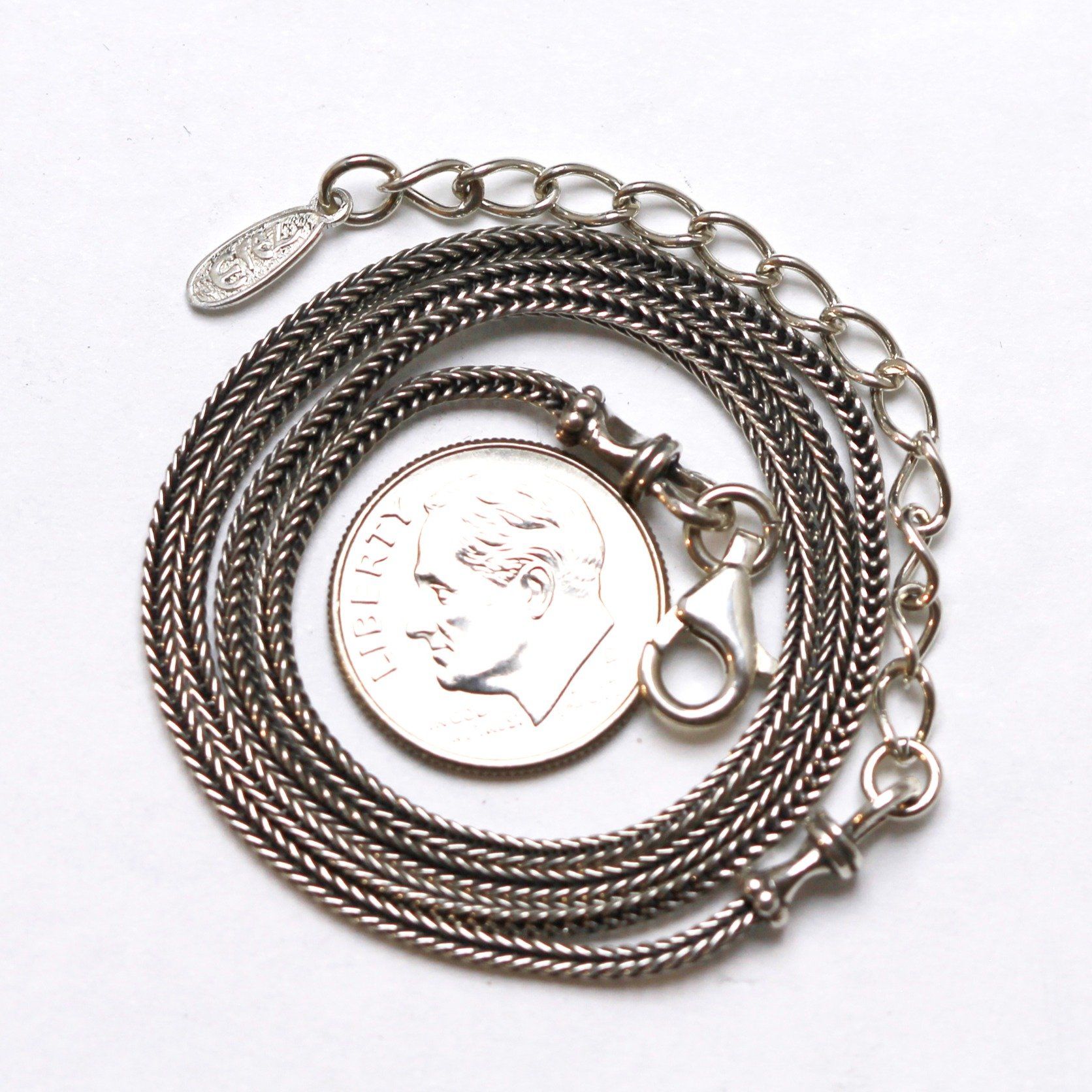 Silver Chain, Foxtail, 1.6mm, 16" + 2" - Erez Ancient Coin Jewelry 