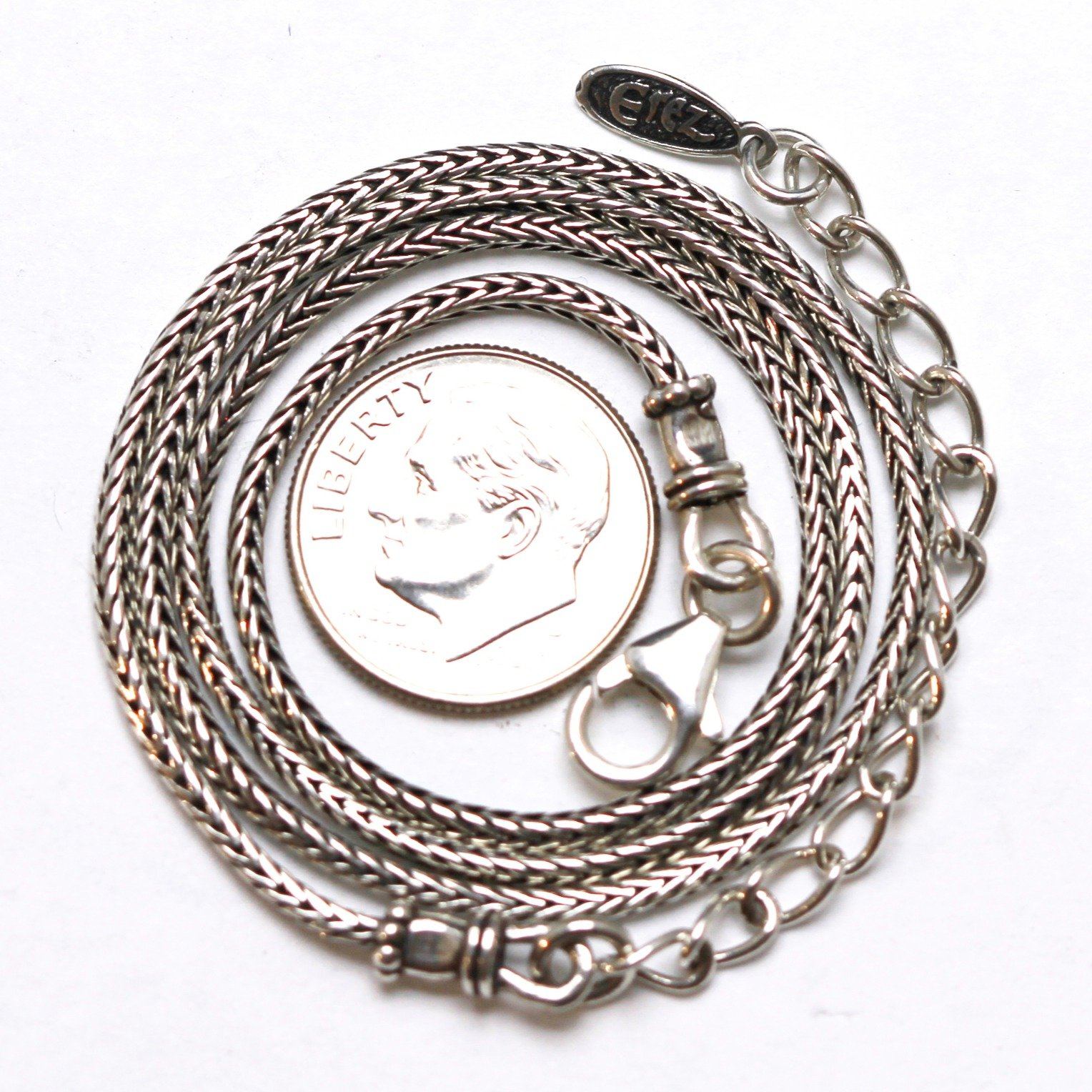 Silver Chain, Foxtail, 1.8mm, 16" + 2" - Erez Ancient Coin Jewelry 