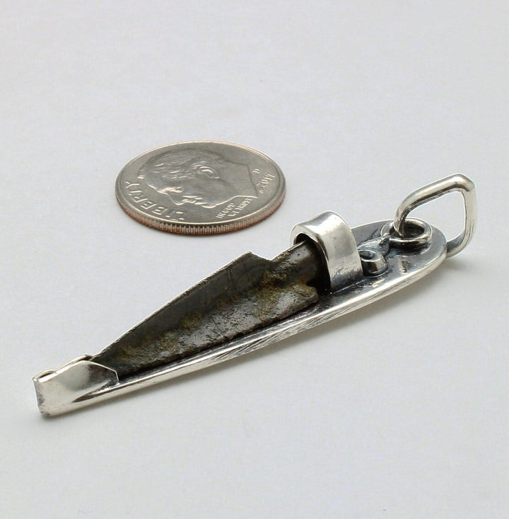 Sterling Silver Pendant, Bronze Arrowhead, Luristan, 00243