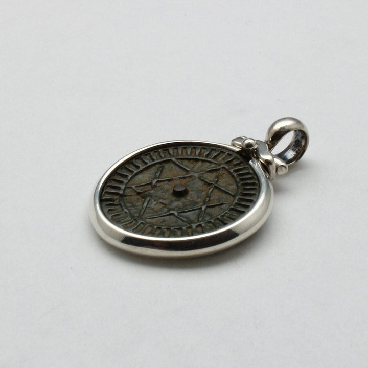 Sterling Silver Pendant, Moroccan Falus Coin, Genuine Ancient Coin, 00242
