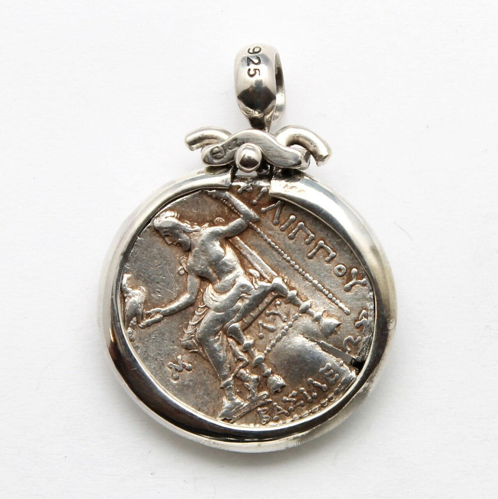 Sterling Silver Pendant, Philip III, Kings of Macedon, Ancient Tetradrachm Coin, ID14012