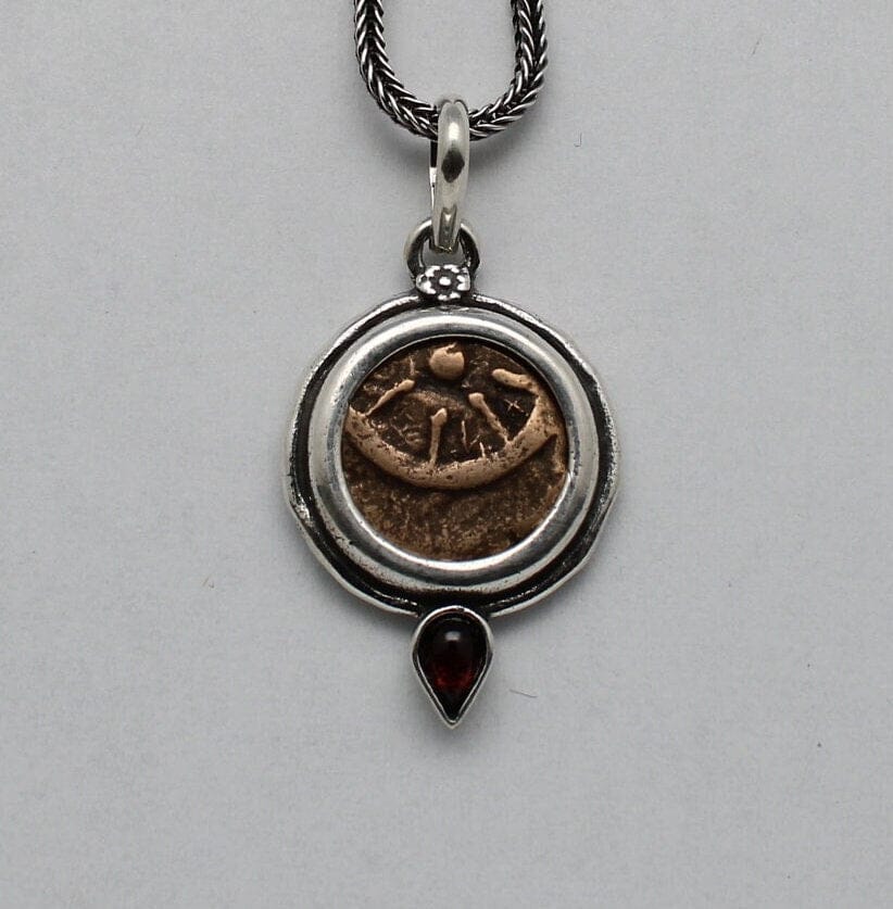 コレクション widow's mite prutah coin silver pendant Widows Mite Prutah Coin, Silver Pendant with Garnet, 00212 – Erez