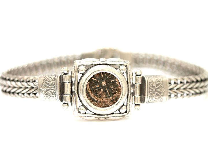 Widows Mite, Flat Chain Silver Bracelet, Genuine Ancient Coin, with certificate 8031 - Erez Ancient Coin Jewelry