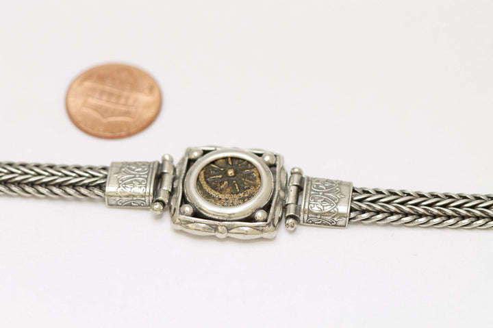 Widows Mite, Flat Chain Silver Bracelet, Genuine Ancient Coin, with certificate 8031 - Erez Ancient Coin Jewelry
