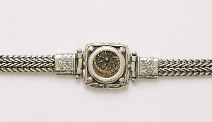 Widows Mite, Flat Chain Silver Bracelet, Genuine Ancient Coin, with certificate 8031 - Erez Ancient Coin Jewelry