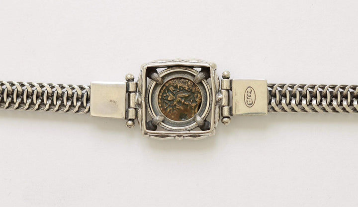 Widows Mite, Flat Chain Silver Bracelet, Genuine Ancient Coin, with certificate 8031 - Erez Ancient Coin Jewelry