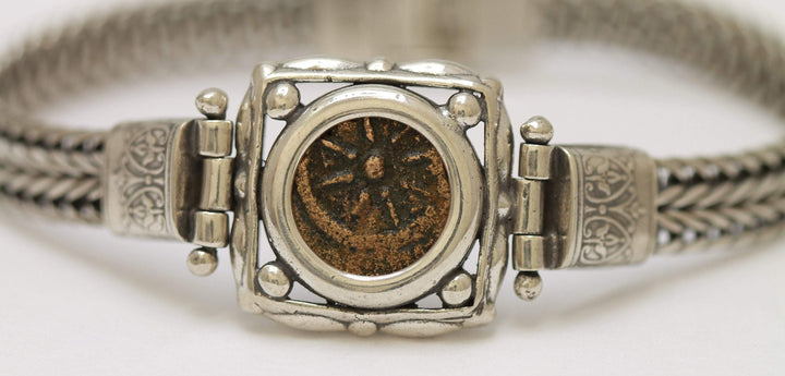 Widows Mite, Flat Chain Silver Bracelet, Genuine Ancient Coin, with certificate 8031 - Erez Ancient Coin Jewelry