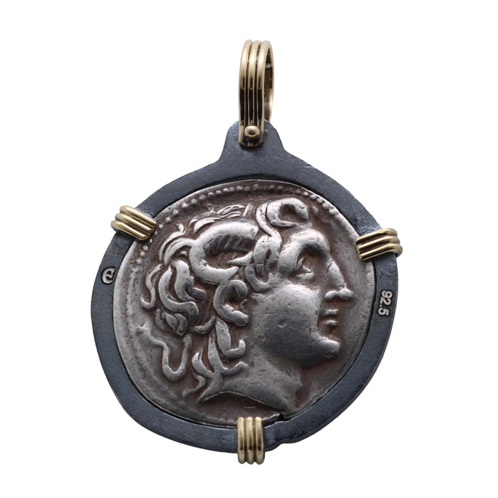Macedonian. Lysimachos. Alexander the Great. 18K Gold and Sterling Silver Pendant, ID16232