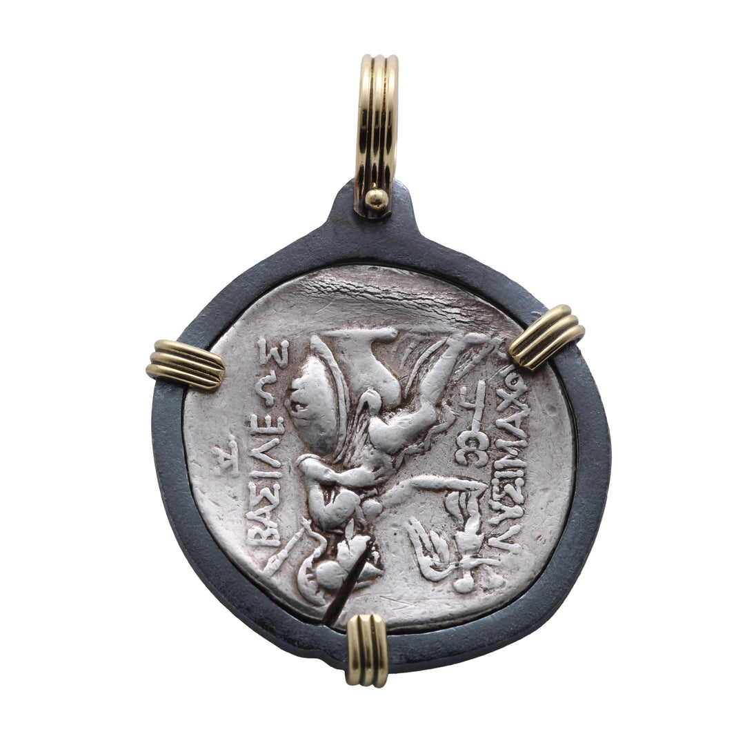 Macedonian. Lysimachos. Alexander the Great. 18K Gold and Sterling Silver Pendant, ID16232