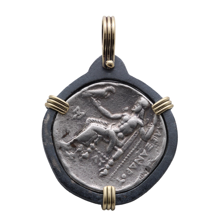 Alexander the Great. Greek Coin. 18K Gold and Sterling Silver Pendant, ID16250
