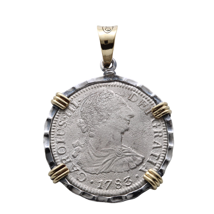 14K and Sterling Silver Pendant, El Cazador Spanish Shipwreck Coin EC30009