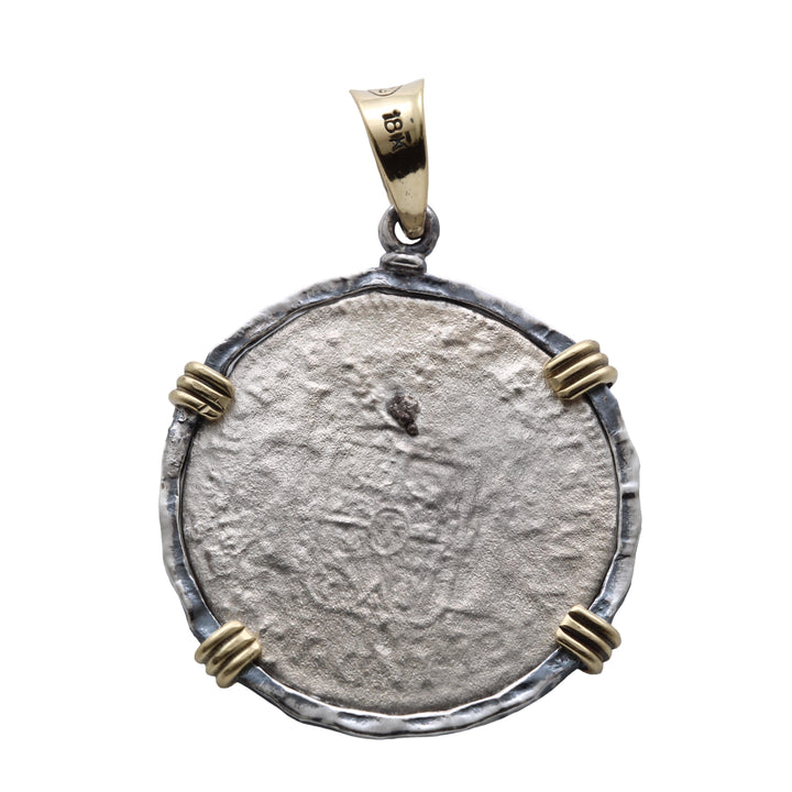 14K and Sterling Silver Pendant, El Cazador Spanish Shipwreck Coin EC30009
