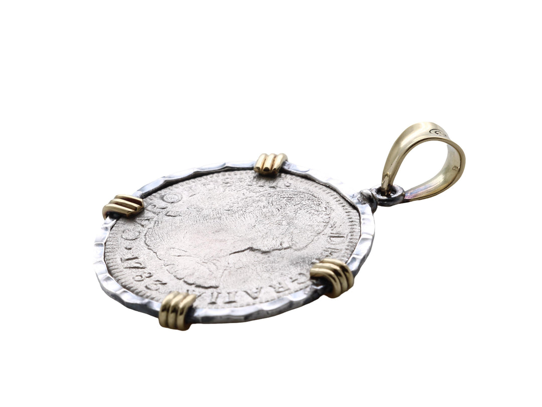14K and Sterling Silver Pendant, El Cazador Spanish Shipwreck Coin EC30009