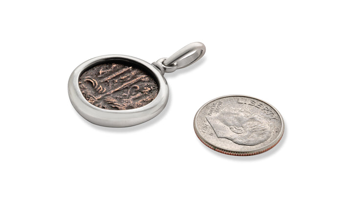 Trident/Poseidon, Silver Pendant, Hieron II Bronze Coin, 8000