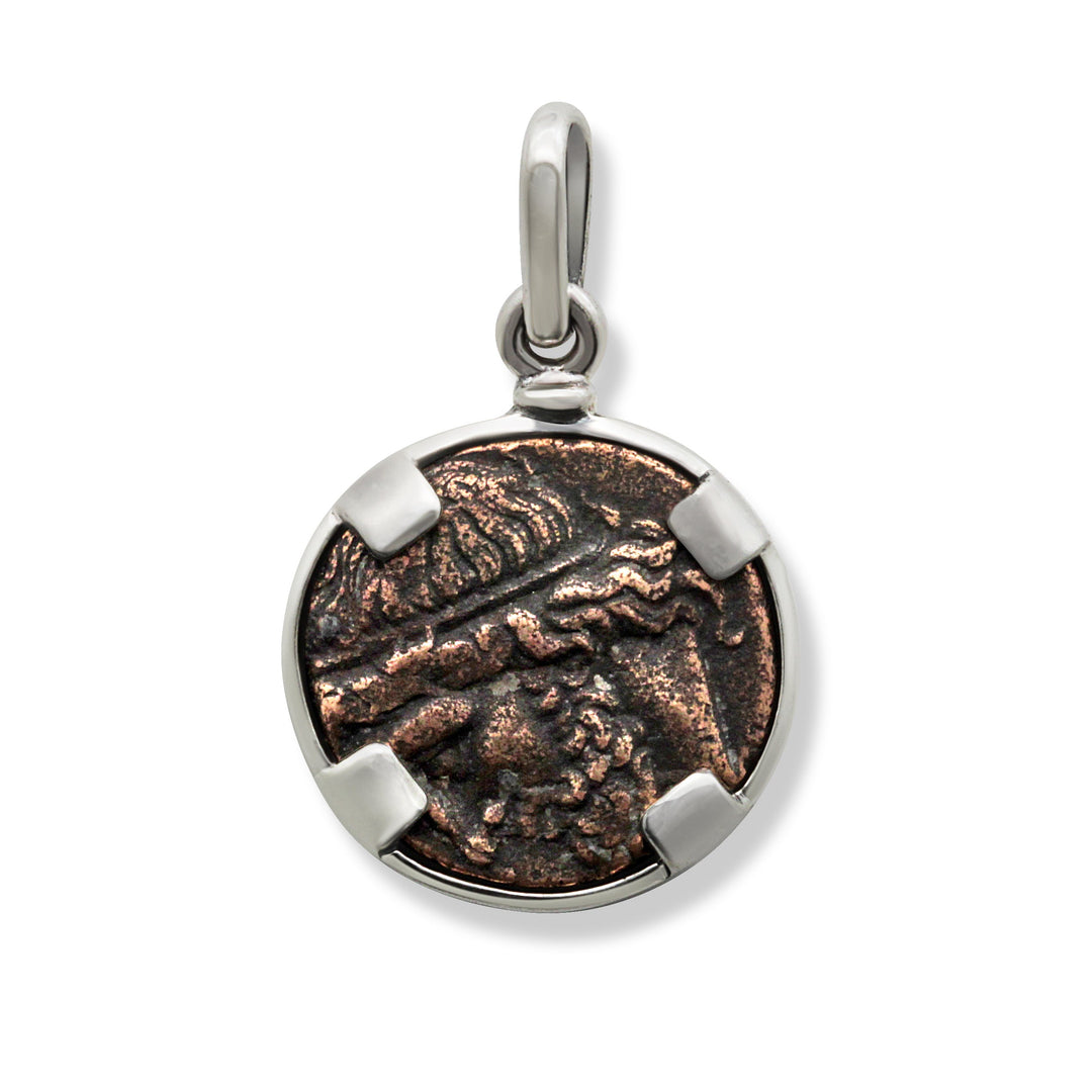 Trident/Poseidon, Silver Pendant, Hieron II Bronze Coin, 8001