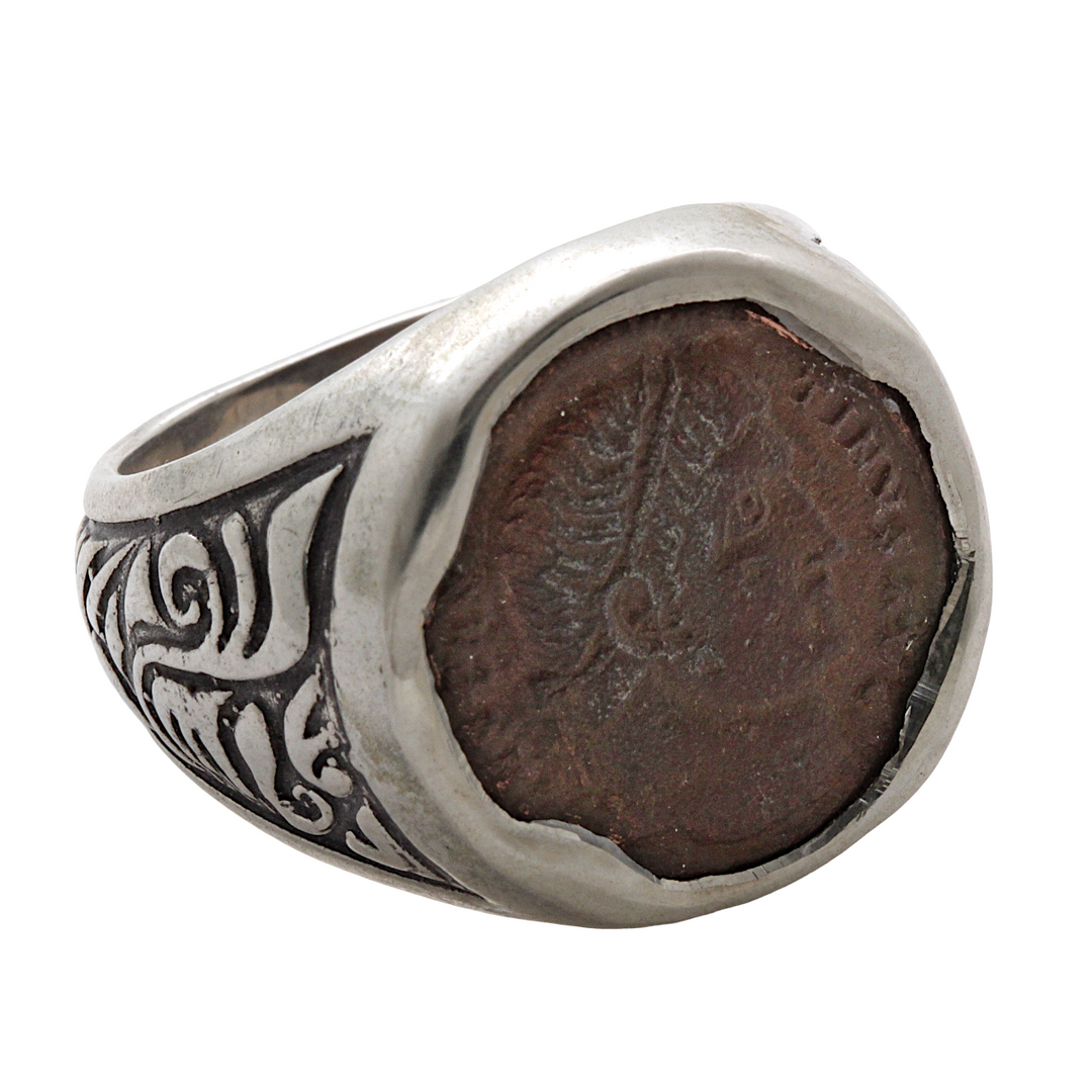 Constantine I (The Great), Silver Ring, Roman Bronze Coin, 8003