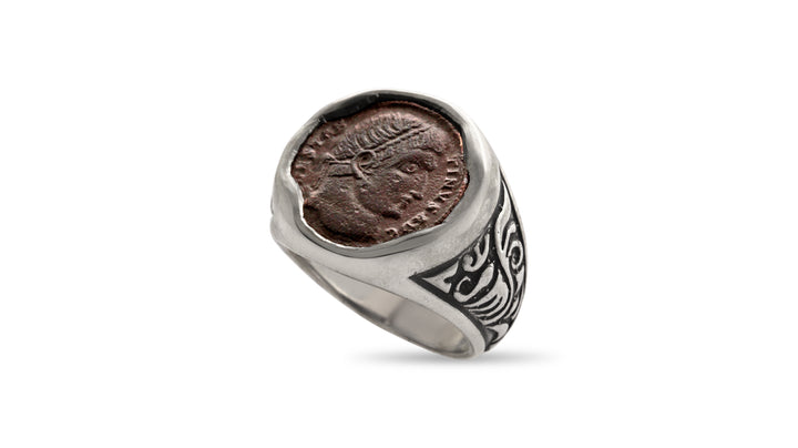 Constantine I (The Great), Silver Ring, Roman Bronze Coin, 8003
