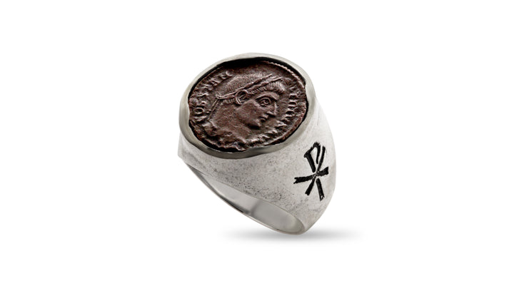 Constantine I (The Great), Silver Ring, Roman Bronze Coin, 8004