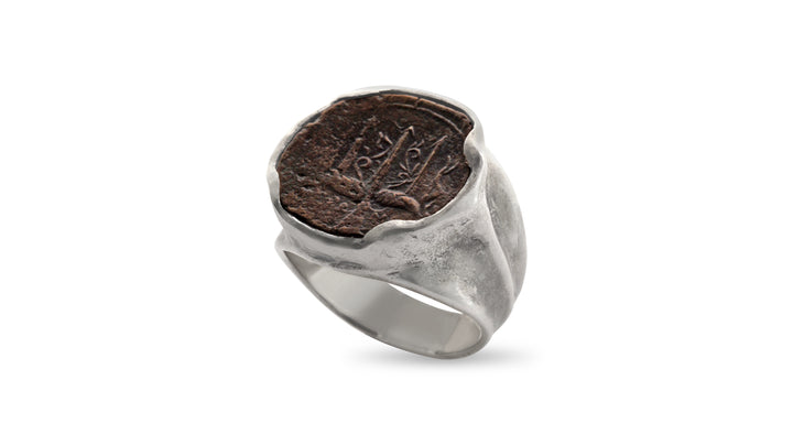 Trident/Poseidon, Silver Ring, Hieron II Bronze Coin, 8005