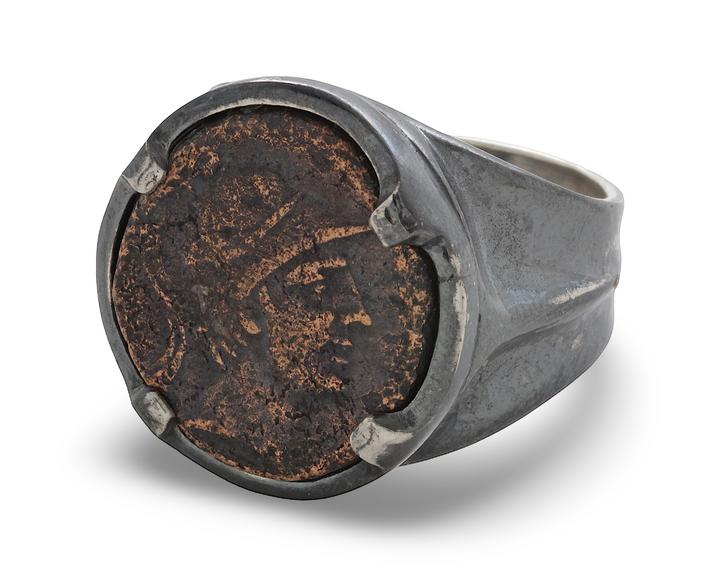 Ares Amisos, Sterling Silver Ring, Bronze Tetrachalkon, 8027