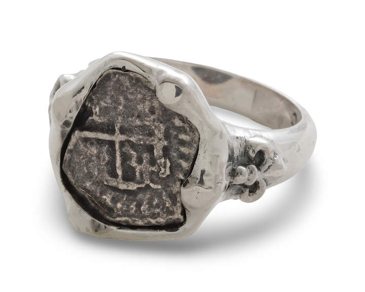 Spanish Half Real, Carlos II, Sterling Silver Ring, 8030