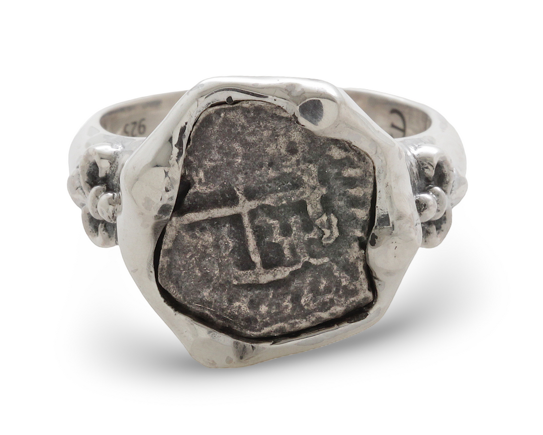 Spanish Half Real, Carlos II, Sterling Silver Ring, 8030