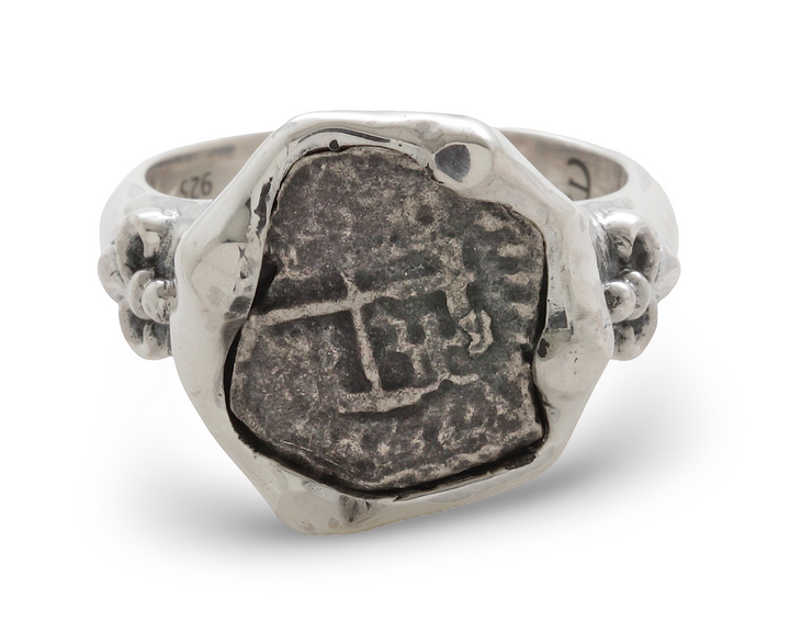 Spanish Half Real, Carlos II, Sterling Silver Ring, 8030