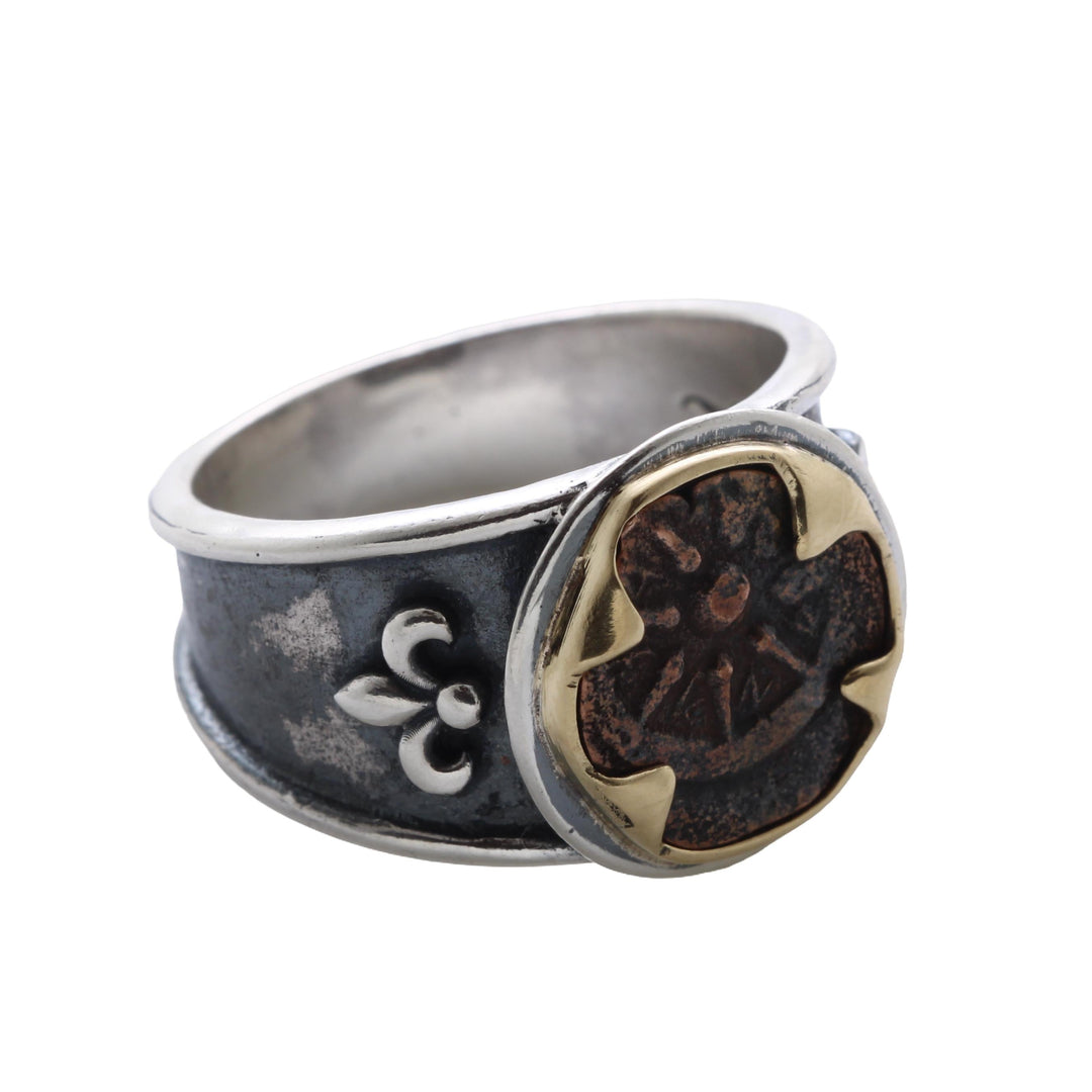 18K Gold/Sterling Silver Ring, Widows Mite Coin,  8135