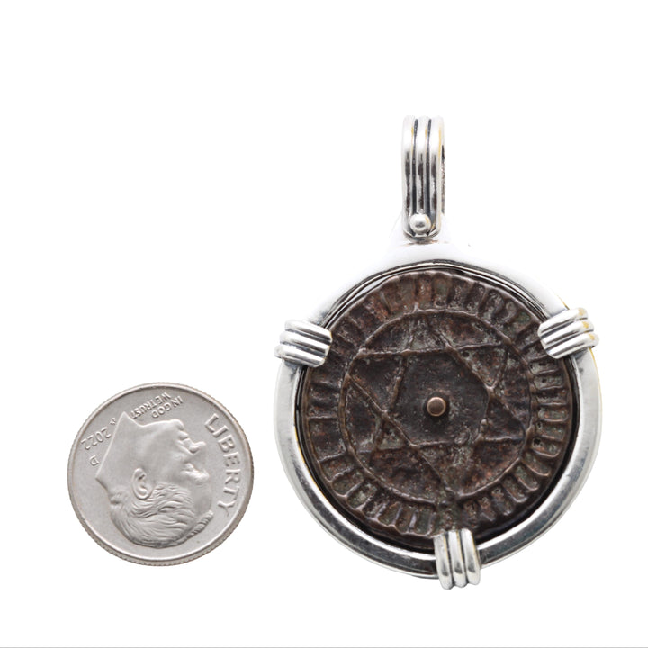 Moroccan Faluse Coin, Sterling Silver Pendant, 8137