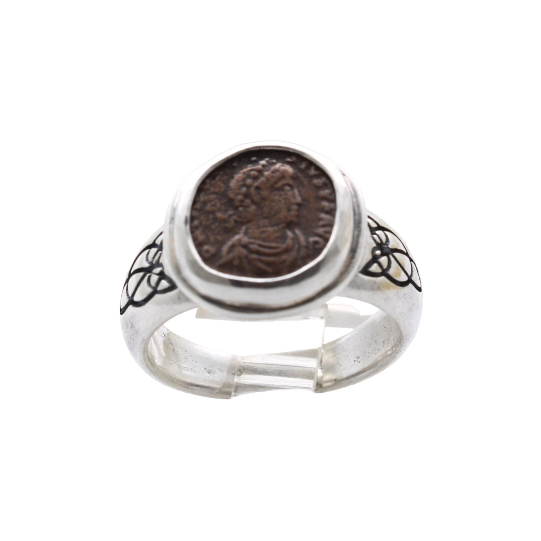 Constantine I (The Great), Silver Ring, Roman Bronze Coin, 8138