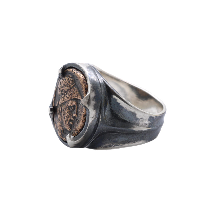 Ares Amisos, Sterling Silver Ring, Bronze Tetrachalkon, 8141