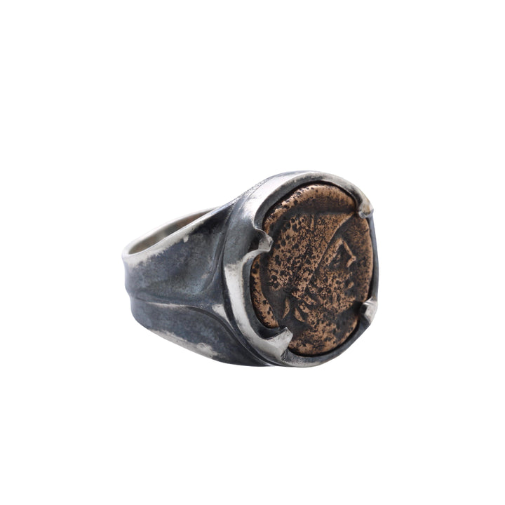 Ares Amisos, Sterling Silver Ring, Bronze Tetrachalkon, 8141