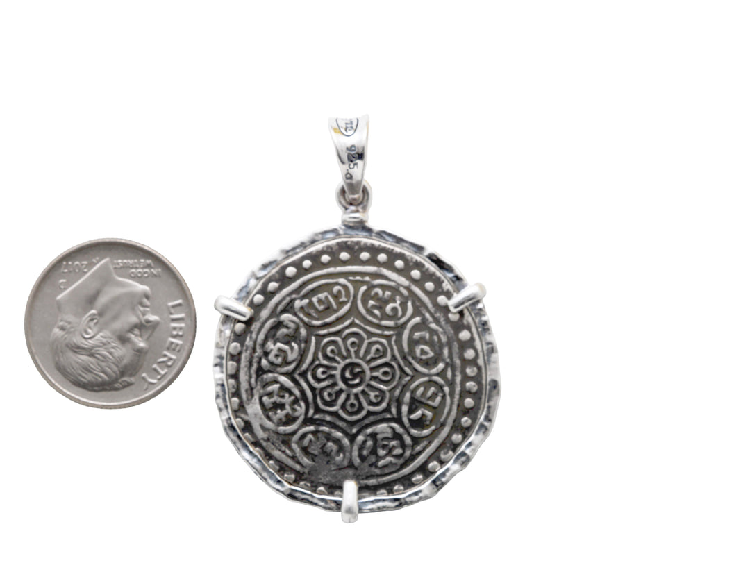Sterling Silver Pendant, Tibetan Tangka 8149