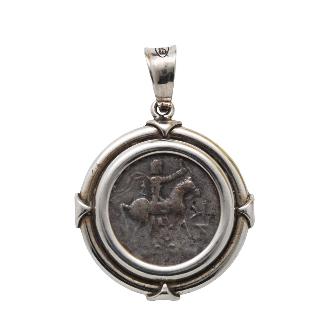 Indo-Scythian Tetradrachm Coin, Sterling Silver Pendant, 8151