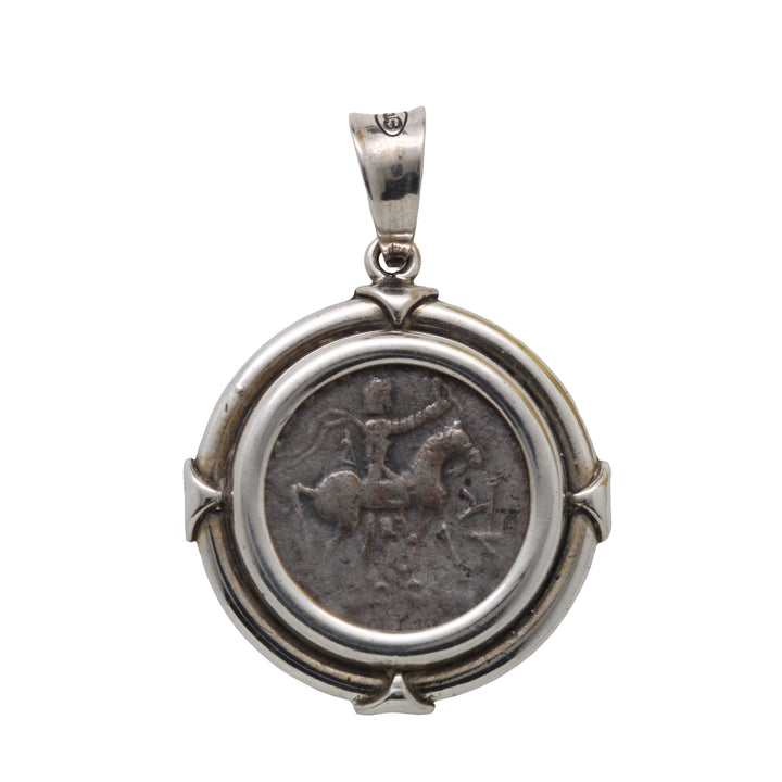 Indo-Scythian Tetradrachm Coin, Sterling Silver Pendant, 8151