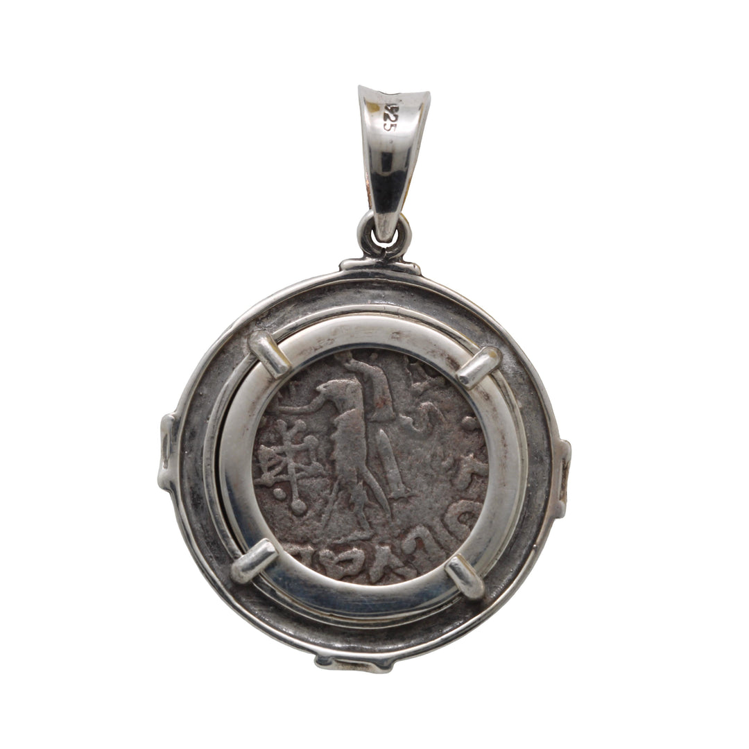 Indo-Scythian Tetradrachm Coin, Sterling Silver Pendant, 8151
