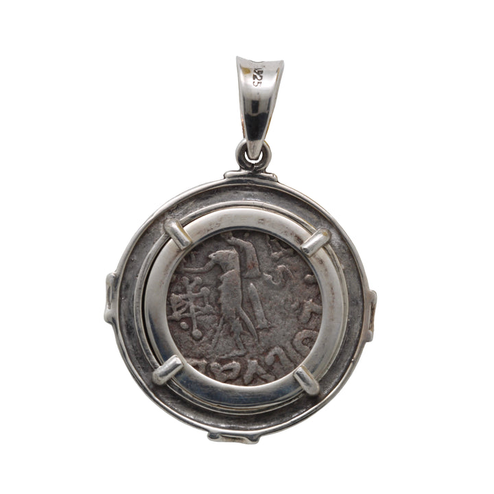 Indo-Scythian Tetradrachm Coin, Sterling Silver Pendant, 8151