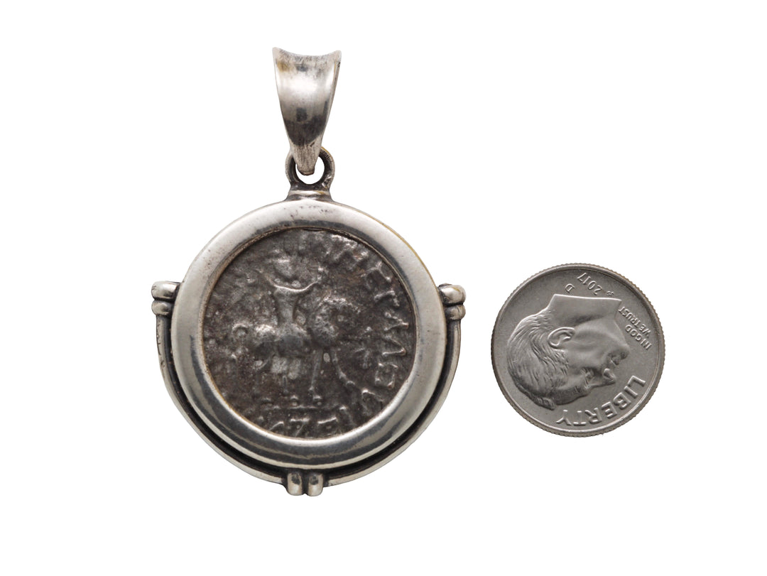 Indo-Scythian Tetradrachm, Sterling Silver Pendant, 8152