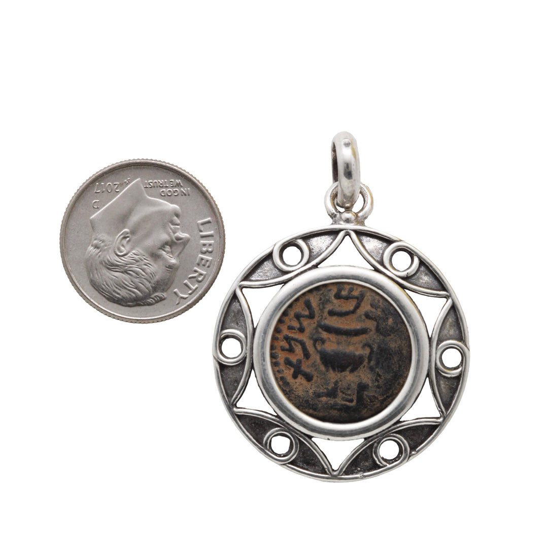 Sterling Silver Pendant, Jewish First Revolt, Ancient Prutah Coin, 8153