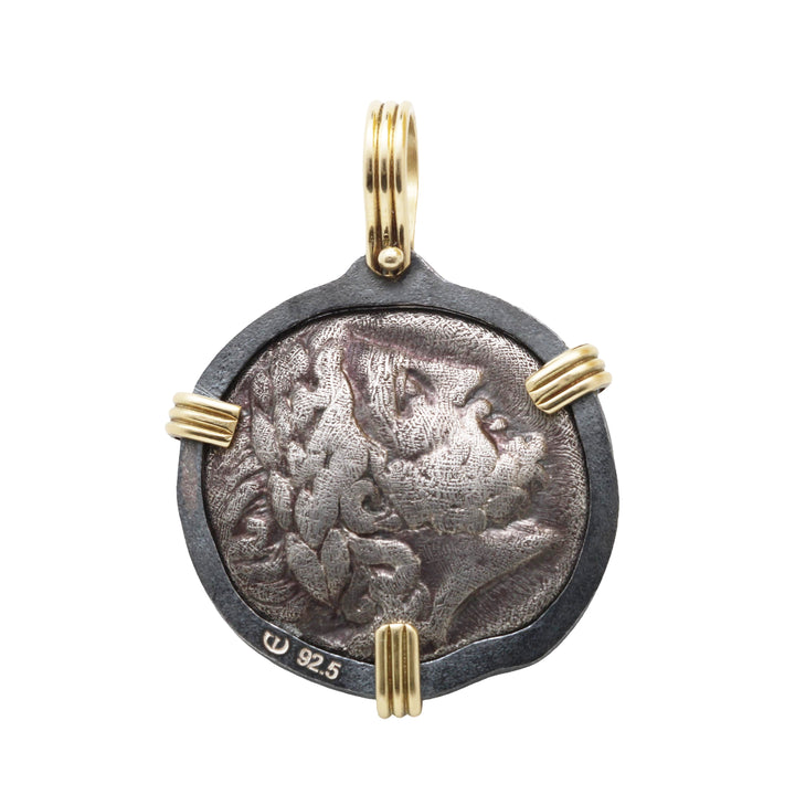 Philip II, 18K Gold Pendant & Sterling Silver Pendant, Ancient Greek Tetradrachm Coin, 8154