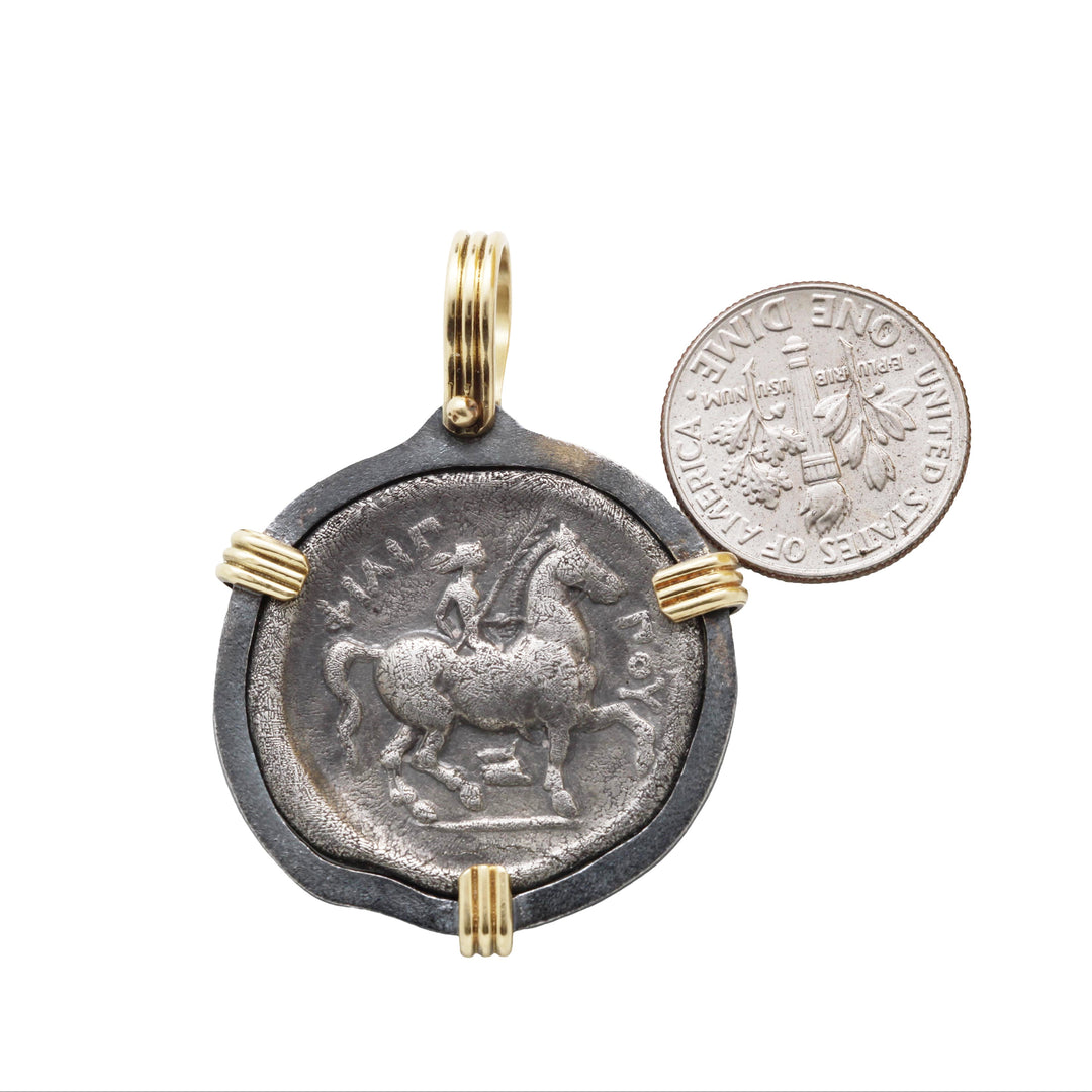 Philip II, 18K Gold Pendant & Sterling Silver Pendant, Ancient Greek Tetradrachm Coin, 8154