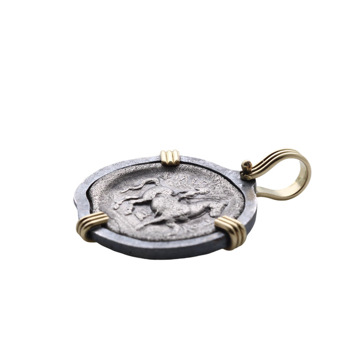 Philip II, 18K Gold Pendant & Sterling Silver Pendant, Ancient Greek Tetradrachm Coin, 8154