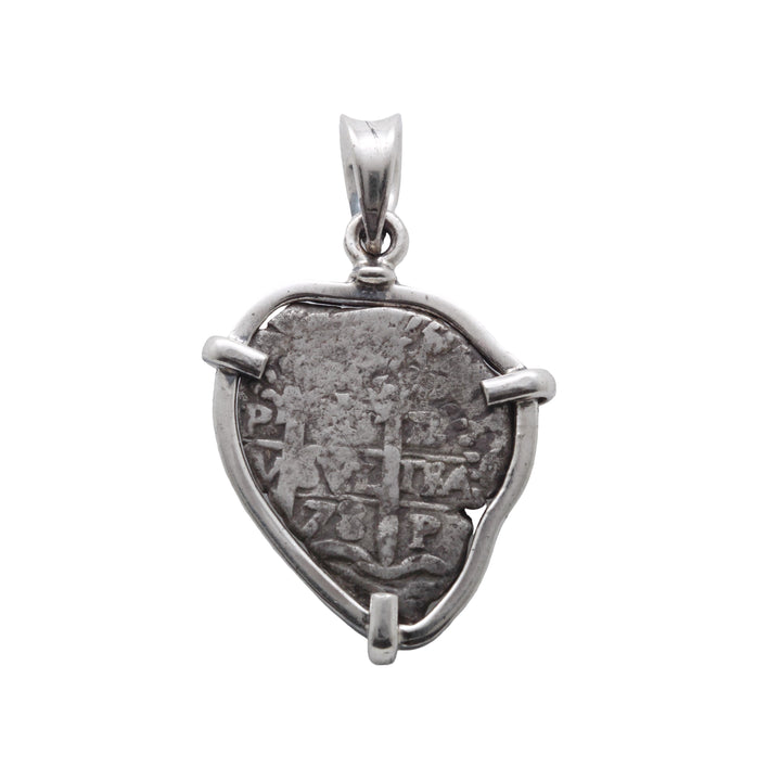 1 Real Spanish Shipwreck, 16-17 Century, Sterling Silver Pendant, 8156