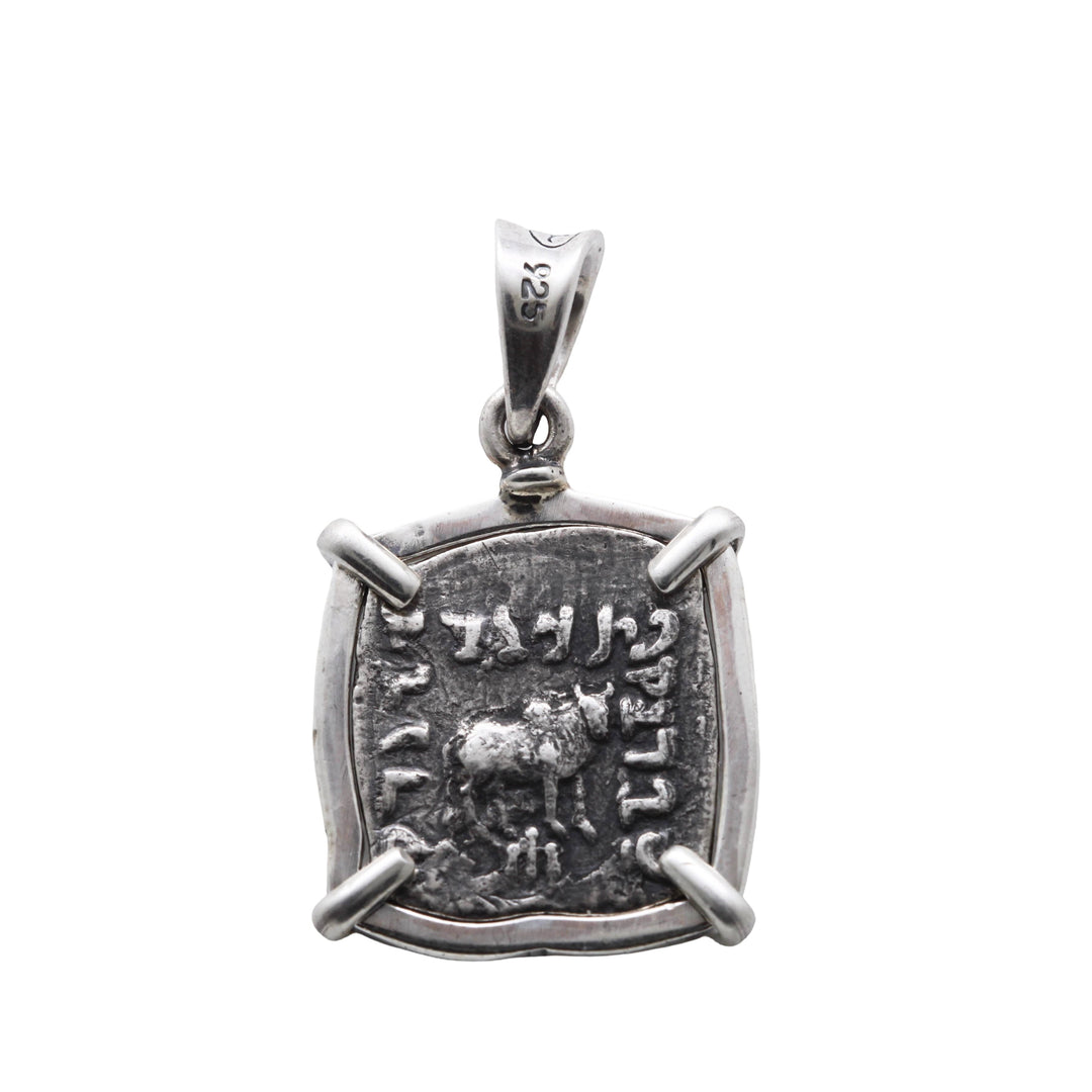 Elephant/Zebu, Sterling Silver Pendant, Apollodotus I, Baktria Drachma Coin, 8157